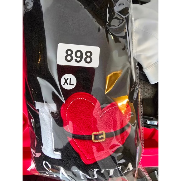 Womens Black Fleece "I Love Santa" Heart Holiday Pajama Top XL - Picture 5 of 5